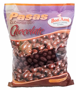 Pasas cubiertas con chocolate